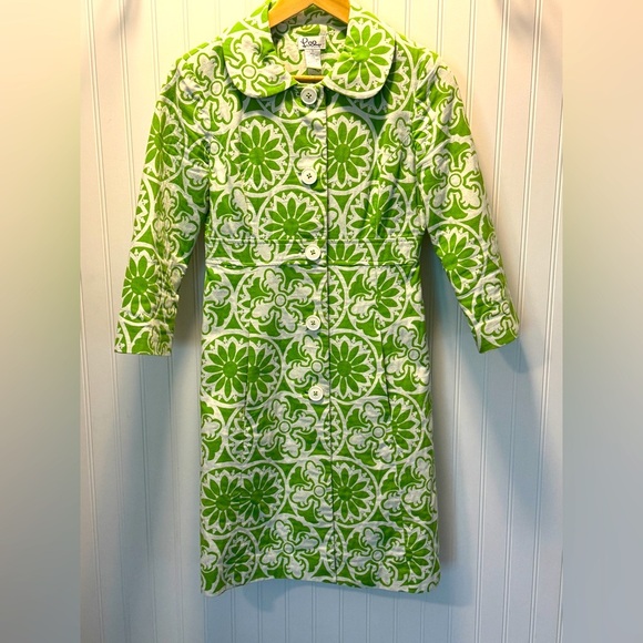 LILLY PULITZER | EUC Stowaway Green Kiera
Coat Jacquard SZ 2 Mid Century Modern - Picture 2 of 14
